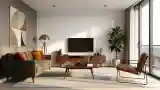 Modern Living Room with Wood and Leather