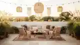 Terrasa w stylu boho z rzemiosłem