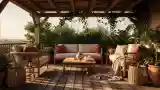Rustic Terrace with Wooden Elegance