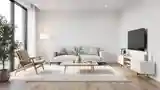 Scandinavian Living Room with Wood and White