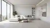 Minimalist Living Room with Concrete and Wood