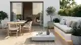 Terasa Japandi z Drewnem i Kamieniem