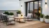 Scandinavian Terrace with Wood Flooring