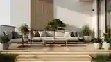 Japandi Terrace with Wood and Concrete