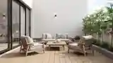 Terasa Japandi z drewnem i bambusem