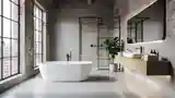 Loft Bathroom with Stone and Wood