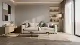 Scandinavian Lounge with Wood and Fabric