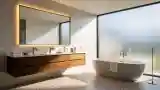 Minimalist Bathroom with Wood and Stone