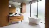 Mid-Century Modern Bathroom with Wood and Concrete