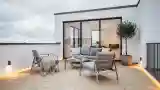 Scandinavian Terrace with Wood Flooring