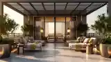 High-Rise Terrace with Wood and Marble