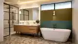Lakoniczna łazienka w stylu Mid Century