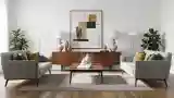 Scandinavian Lounge with Wood and Fabric