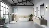 Łazienka Loft z betonem i drewnem