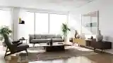 Modern Lounge with Wood and Stone