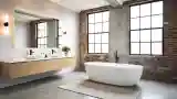 Loft Bathroom with Concrete and Brick