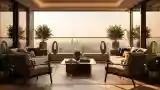 Salon z widokiem na miasto