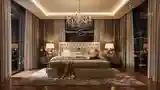 Sufit z lampami w sypialni