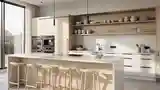 Japandi Kitchen with Wood and Stone