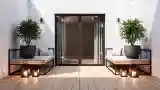 Dzienny patio z betonem i drewnem