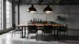 Industrial Dining Room with Concrete Walls