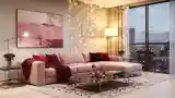 Modern Luxury Living Room with Crimson Accents