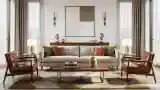 Living Room with Wood and Leather