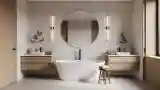 Minimalist Bathroom with Marble Tub