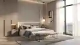 Luxury Bedroom with Concrete and Wool Textures