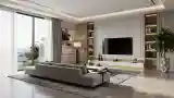 Nowoczesny salon z marmurowym frontem