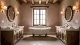 Rustic Bathroom with Wood and Marble