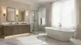 Lakoniczna łazienka z marmurem