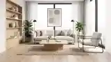 Minimalist Living Room with Wood