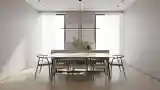 Minimalist Dining Room with Wood Texture