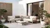 Japandi Terrace with Wood and Concrete