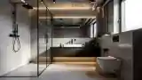 Minimalist bathroom with concrete