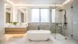 Minimalist Luxury Bathroom with Concrete and Wood