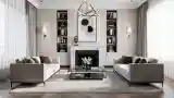Luxurious Living Room with Marble Fireplace