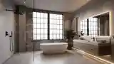 Loft Bathroom with Concrete and Brick