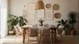 Elegancka Jadalnia Boho z Drewnem i Włóknem