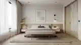 Ceiling Lighted Minimalist Bedroom