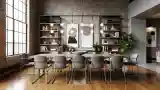 Nowoczesny salon biurowy z cegłą