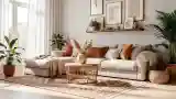 Wnętrze boho z teksturami naturalnymi