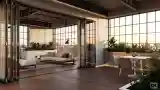 Lofteński Balcon z Betonem i Drewnem