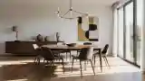 Dining Room with Wood and Gold Accents