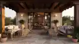 Colonial Terrace with Wood and Stone