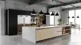 Industrial Kitchen z betonu i drewna