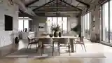 Loft Dining Room with Wood and Brick