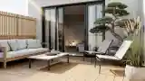 Terasa Japandi z drewnem i bambusem