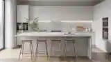 Minimalistna Kuchnia z Drewnem i Szarą Betonową Wersją